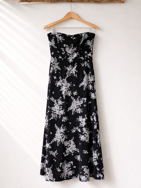 Old Navy Dresses & Skirts - Old Navy Black White Floral Strapless Maxi Dress‎ L Soft Girl Cottagecore Summer